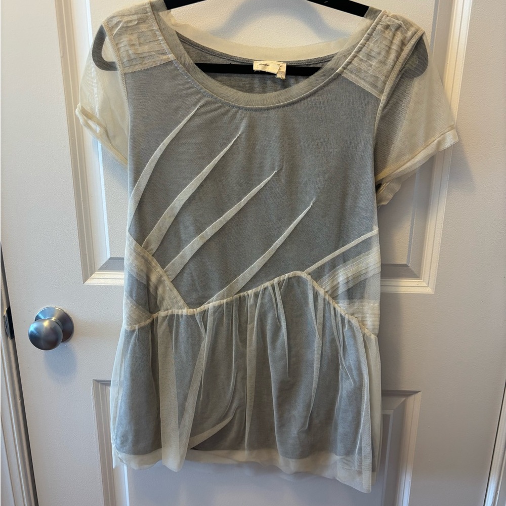 Anthropologie Meadow Rue Gray Asymmetrical Peplum Blouse